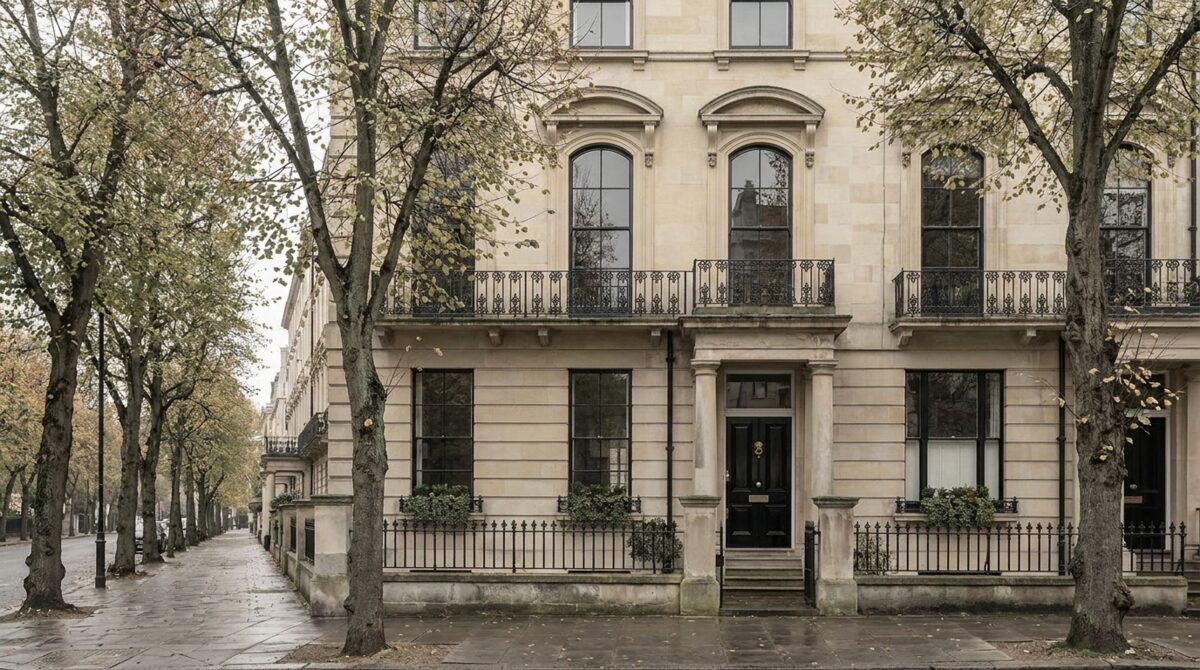 The Harrogate clinic: a pale sandstone terrace on Montpellier Parade with a black portico entrance